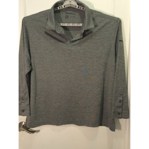 Reebok Other - Reebok Golf Heathered Gray Long Sleeve Polo Shirt 2XL Men's Moisture-Wicking